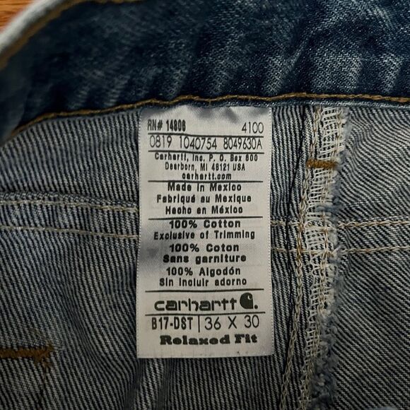 CARHARTT RELAXED FIT MEN'S DENIM BLUE JEANS MEDIUM WASH | SIZE 36 X 30 - Picture 4 of 9